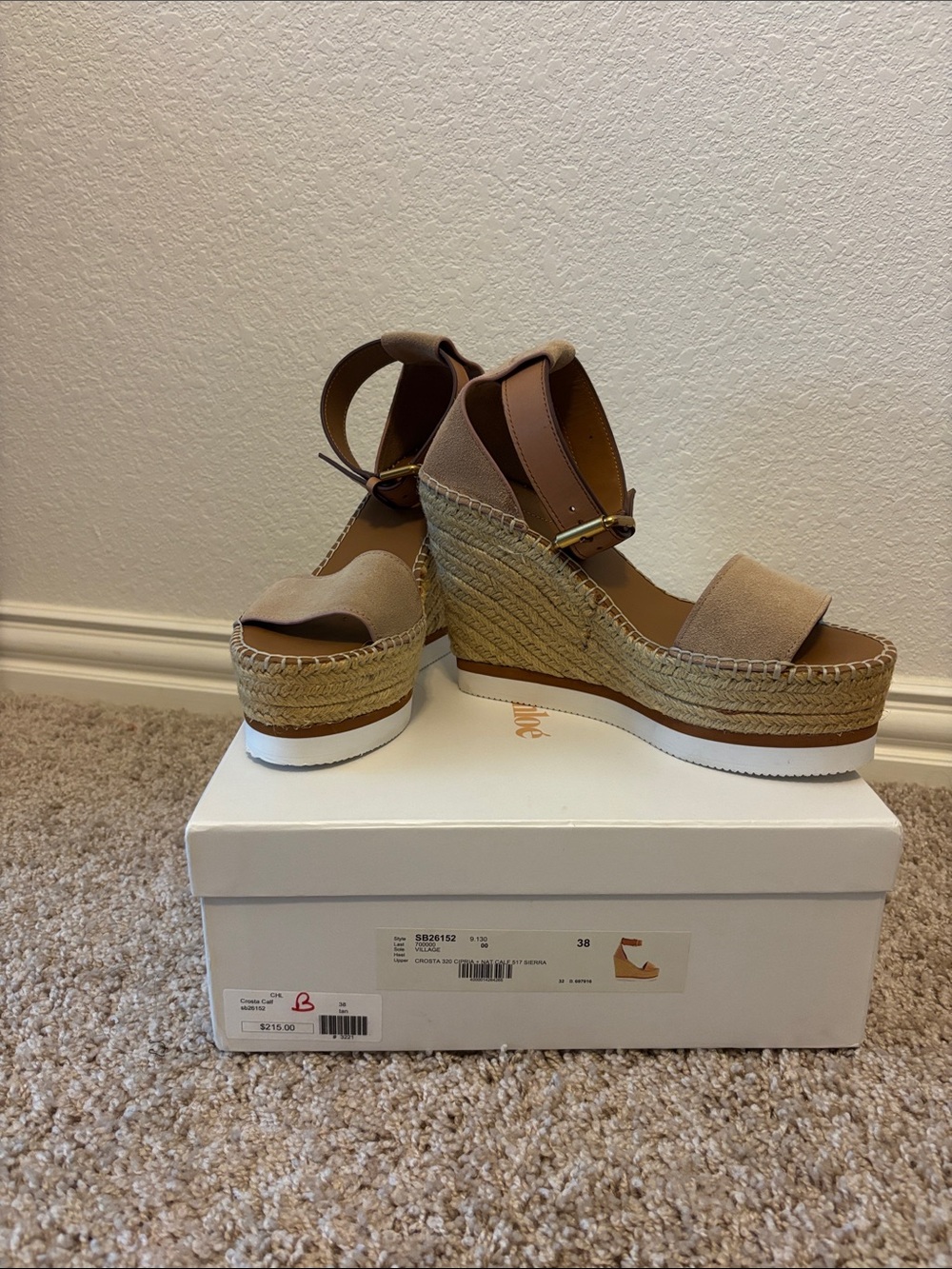 SeeByChloe Tan Espadrille Wedges- New In Box